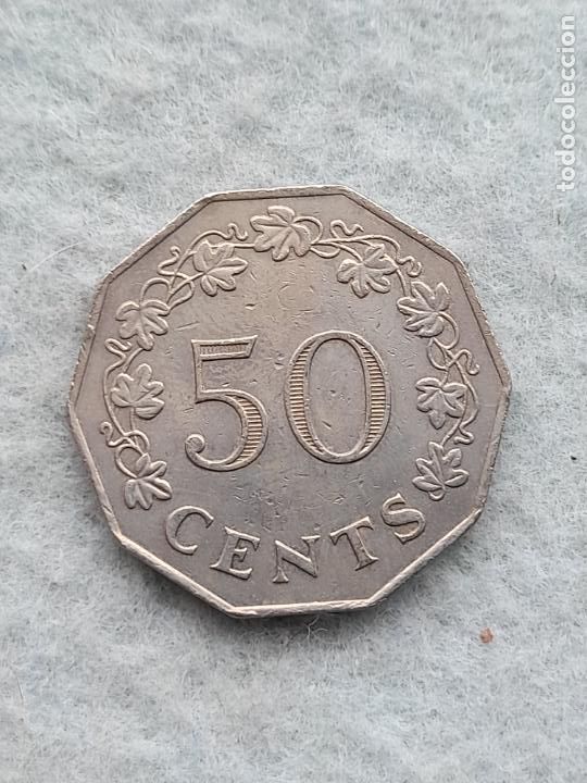 Monedas antiguas de Europa: Malta. 50 C&eacute;ntimos. A&ntilde;o 1972. - Foto 2