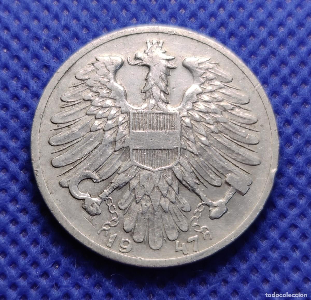 Monedas antiguas de Europa: Austria 1 Schilling Chel&iacute;n 1947 - Foto 2