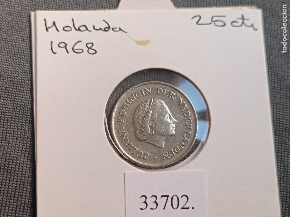 Monedas antiguas de Europa: Holanda 25 centimos 1968 - Foto 1
