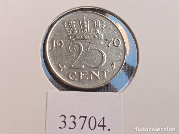 Monedas antiguas de Europa: Holanda 25 centimos 1970 - Foto 2
