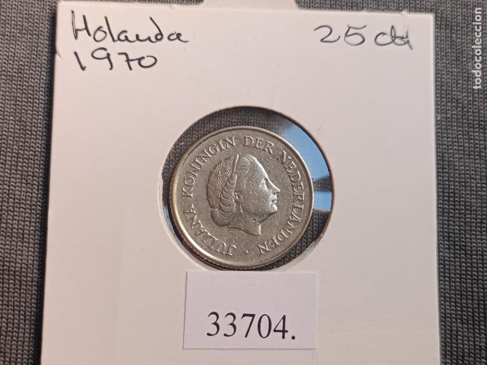 Monedas antiguas de Europa: Holanda 25 centimos 1970 - Foto 1