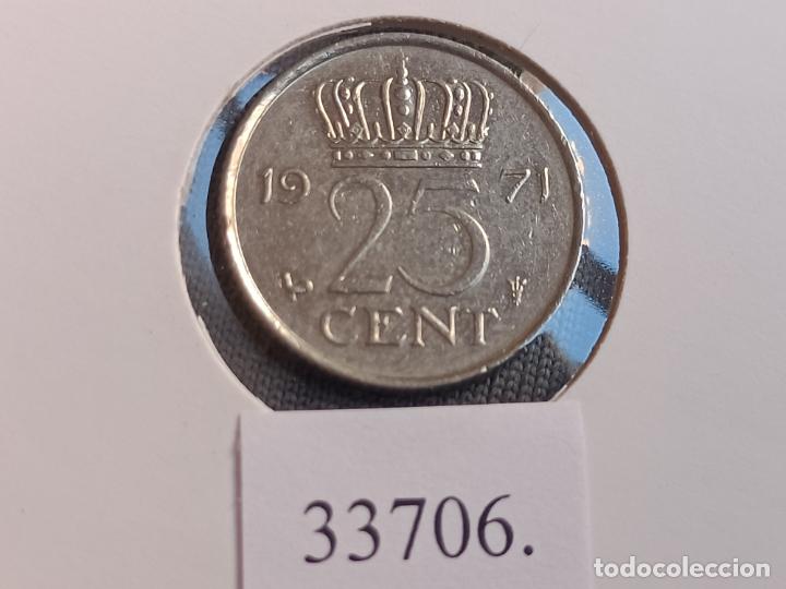 Monedas antiguas de Europa: Holanda 25 centimos 1971 - Foto 2