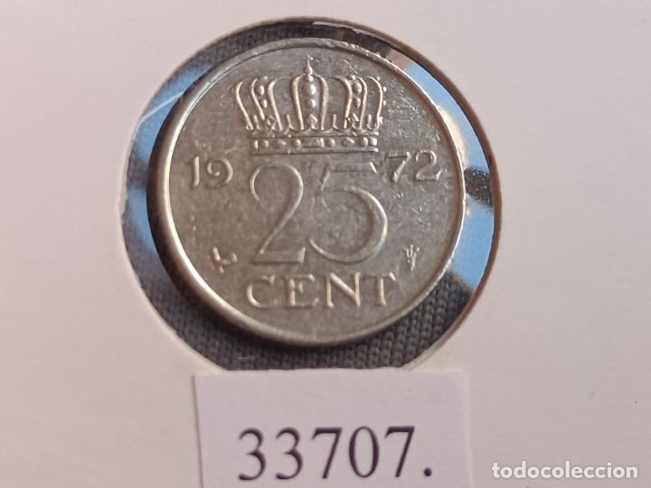 Monedas antiguas de Europa: Holanda 25 centimos 1972 - Foto 2