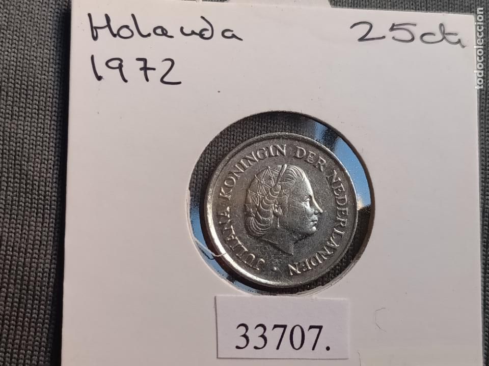 Monedas antiguas de Europa: Holanda 25 centimos 1972 - Foto 1