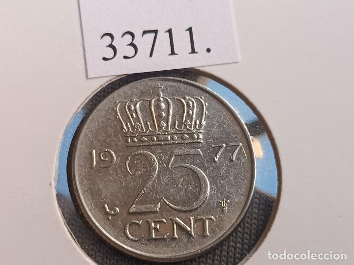 Monedas antiguas de Europa: Holanda 25 centimos 1977 - Foto 2