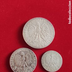 Monedas antiguas de Europa: LOTE DE 3 MONEDAS DE PLATA DE 2 (1934), 5 (1933) Y 10 (1932) ZLOTYCH, POLONIA