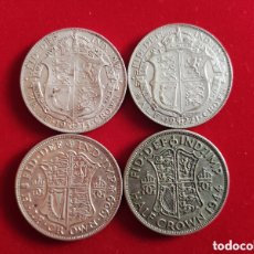 Monedas antiguas de Europa: LOTE DE 4 MONEDAS DE PLATA DE 1/2 CORONA, GRAN BRETAÑA