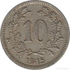 Monedas antiguas de Europa: IMPERIO AUSTROHÚNGARO 10 HELLERS 1915 KM#2822 AUSTRIA AUSTRIACO