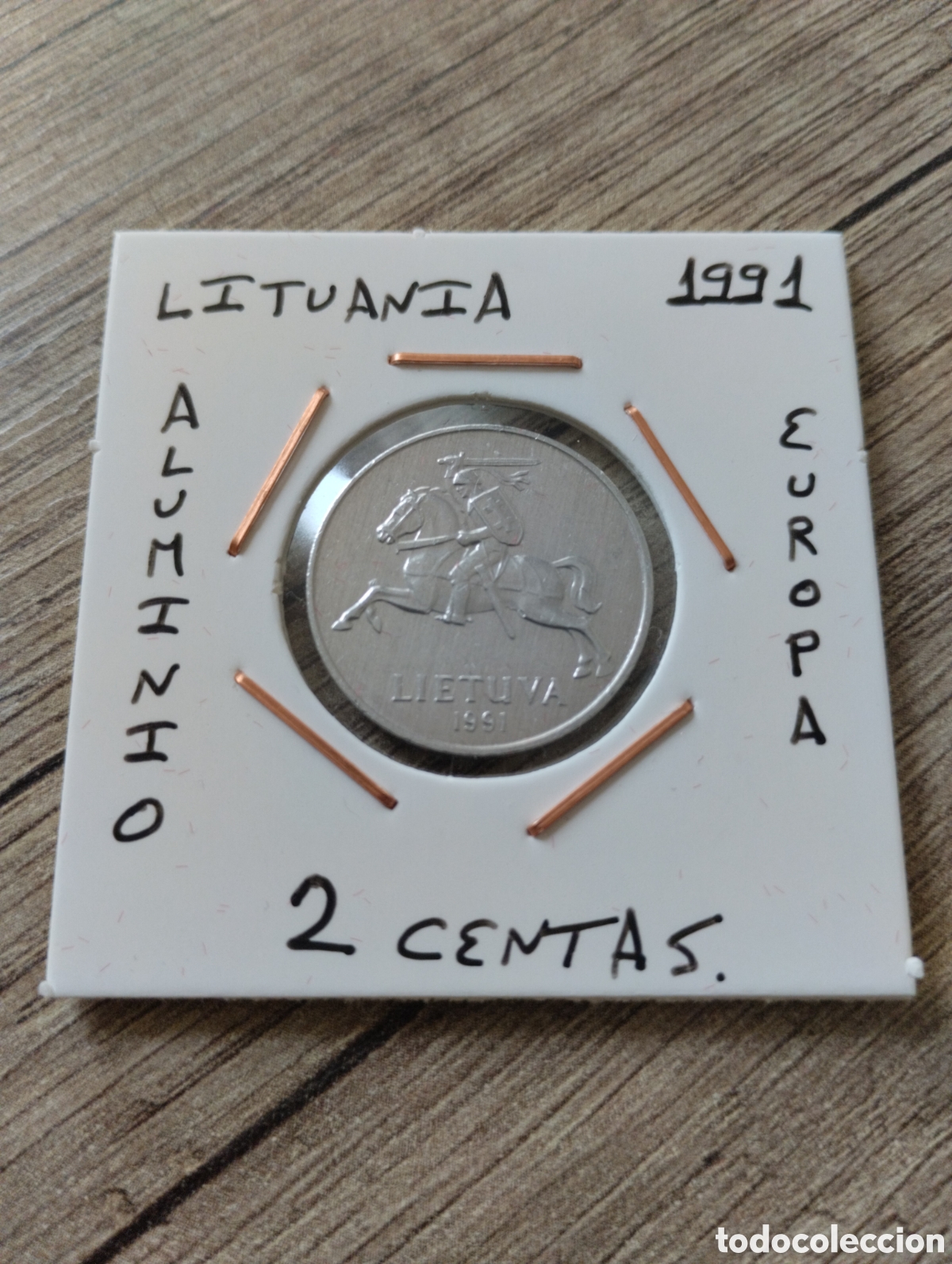 Monedas antiguas de Europa: Moneda 2 centas Lituania a&ntilde;o 1991 ebc encartonada - Foto 1