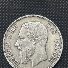 Monedas antiguas de Europa: 5 FRANCOS 1873 BELGA LEOPOLDO II