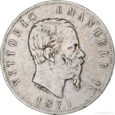 Monedas antiguas de Europa: [#1162582] MONEDA, ITALIA, VITTORIO EMANUELE II, 5 LIRE, 1871, MILAN, BC+, PLATA, KM:8.3