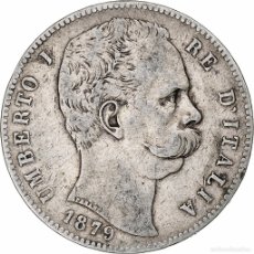 Monedas antiguas de Europa: [#1162579] MONEDA, ITALIA, UMBERTO I, 5 LIRE, 1879, ROME, BC+, PLATA, KM:20