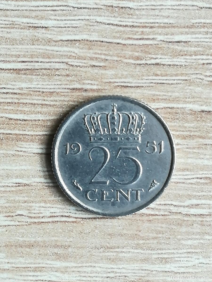 Monedas antiguas de Europa: MONEDA 25 CENT HOLANDA - A&Ntilde;O 1951. - Foto 2