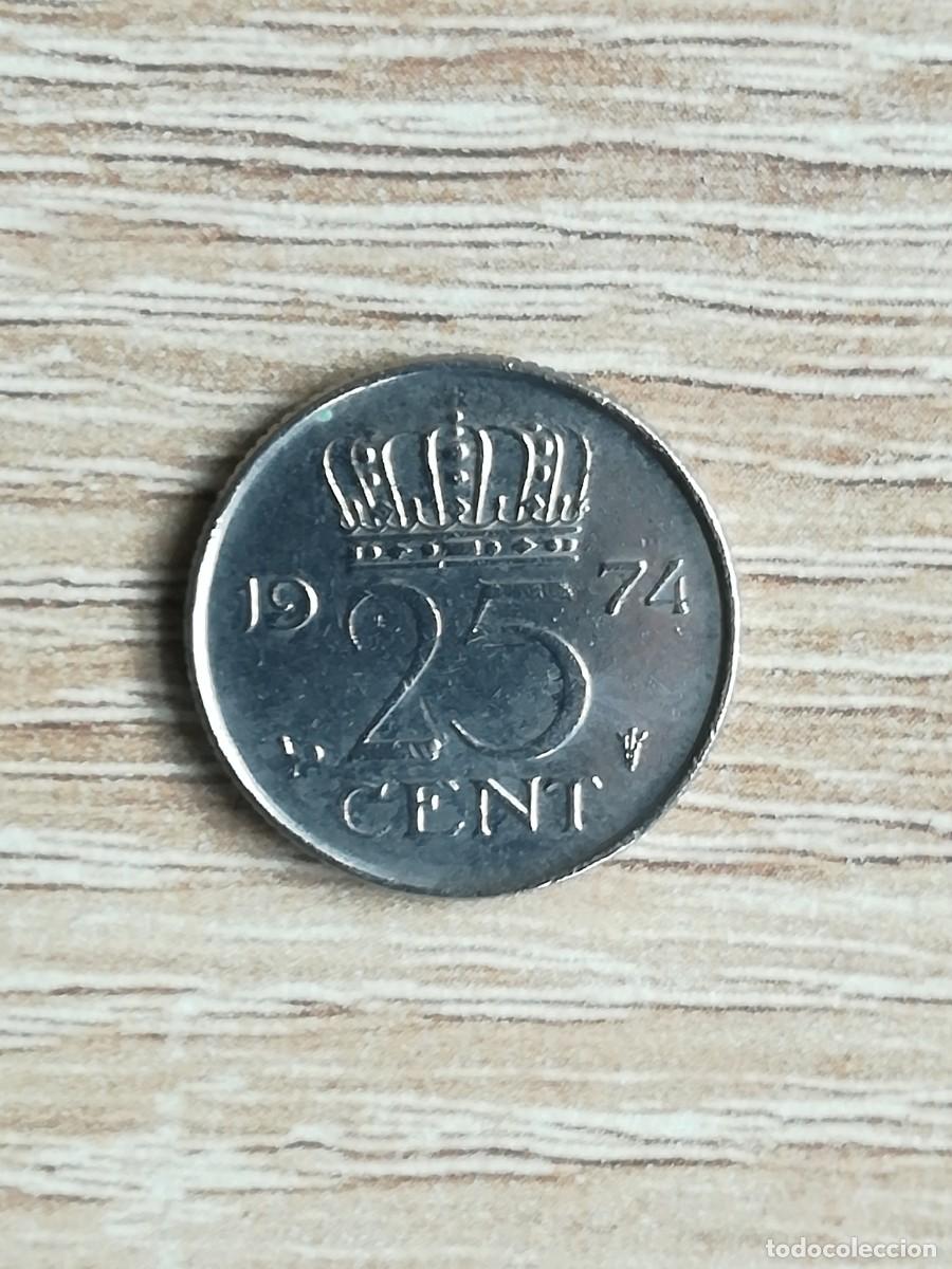Monedas antiguas de Europa: MONEDA 25 CENT HOLANDA - A&Ntilde;O 1974. - Foto 2