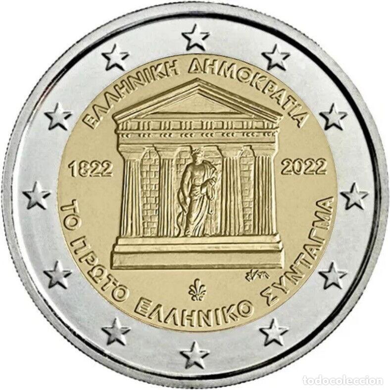 Moedas antigas da Europa: Moneda 2 Euros Grecia 2022 - 200 a&ntilde;os de la constituci&oacute;n griega
