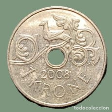 Monedas antiguas de Europa: NORUEGA 1 CORONA (KRONE / KORONA); AÑO 2008; KM#462; CIRCULADA (MBC)