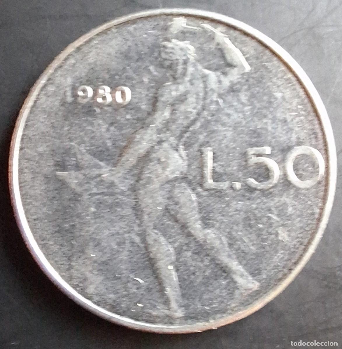 Moedas antigas da Europa: 50 Liras 1980 - Italia