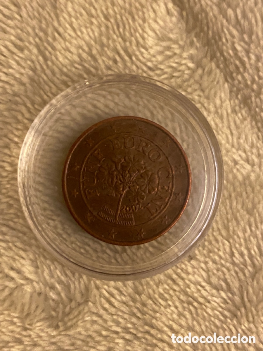 Monedas antiguas de Europa: Moneda de 5 c&eacute;ntimos acu&ntilde;ada en el 2002 Austria - Foto 3