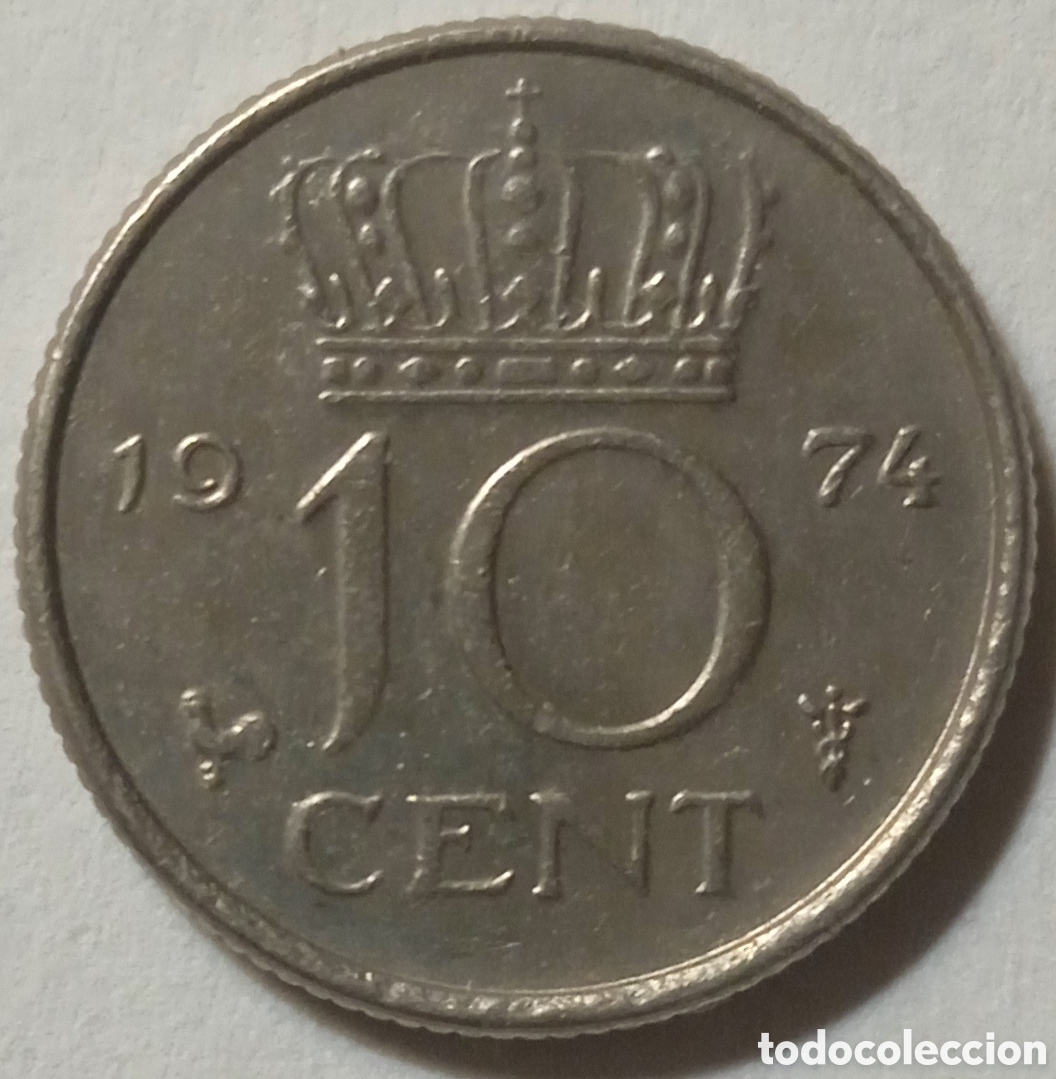 Monedas antiguas de Europa: 10 CENTS/1974 (HOLANDA) - Foto 1
