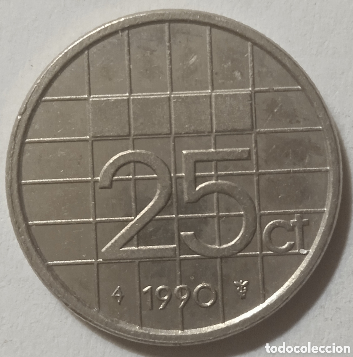Monedas antiguas de Europa: 25 CENTS/1990 (HOLANDA) - Foto 1