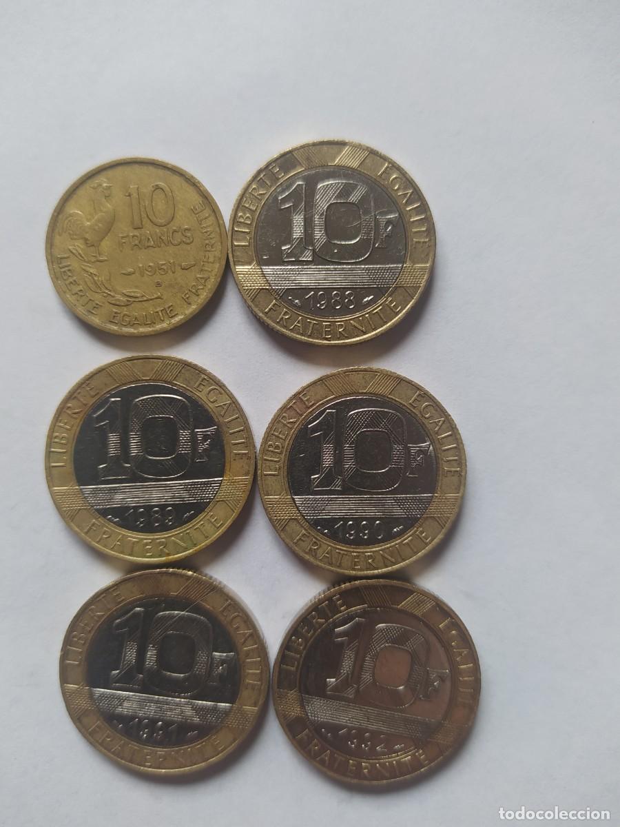 Monedas antiguas de Europa: LOTE DE 6 MONEDAS - DE 10 FRANCOS TODAS DE DIFERENTES A&Ntilde;OS
