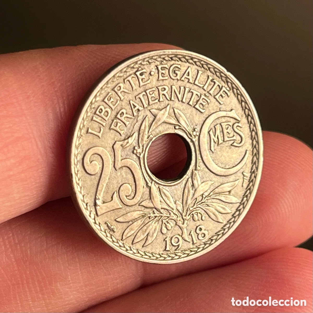 Monedas antiguas de Europa: 25 centimes 1918 Francia - Foto 1