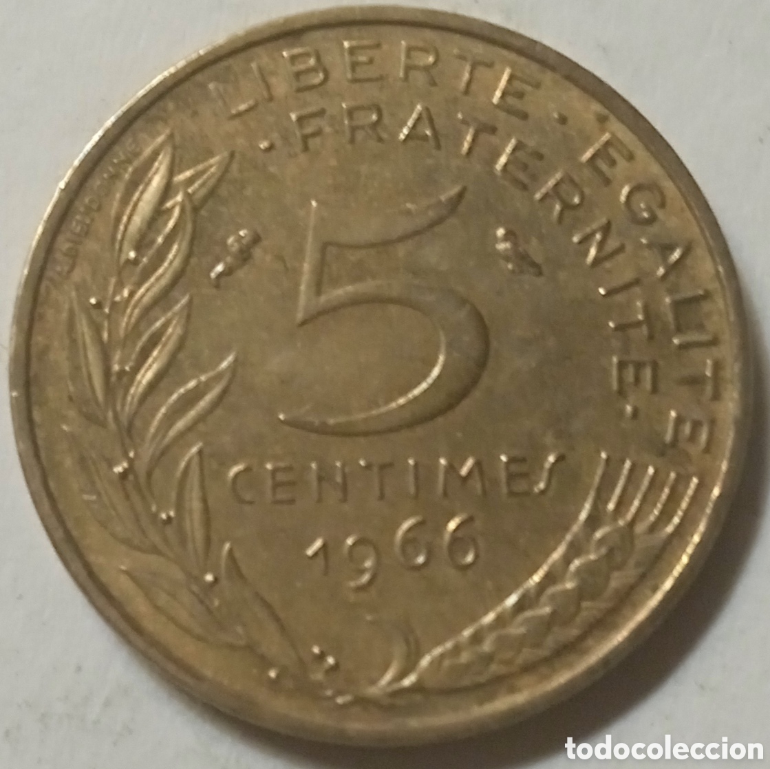 Monedas antiguas de Europa: 5 C&Eacute;NTIMOS/1966 (FRANCIA) - Foto 1