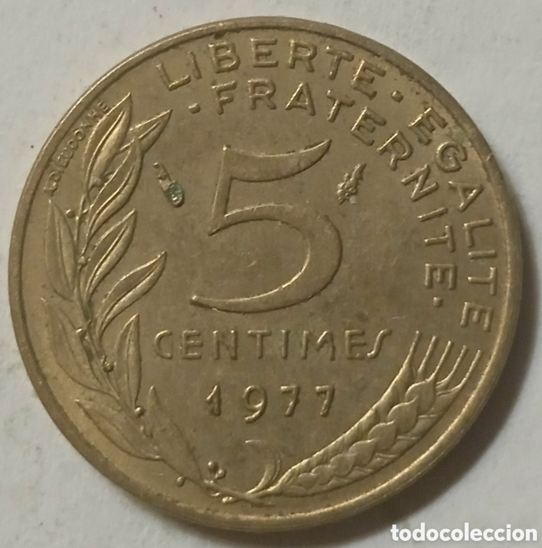 Monedas antiguas de Europa: 5 C&Eacute;NTIMOS/1977 (FRANCIA) - Foto 1
