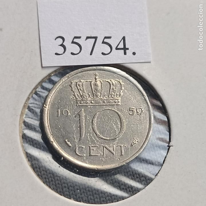 Monedas antiguas de Europa: Holanda 10 centimos 1959 - Foto 2
