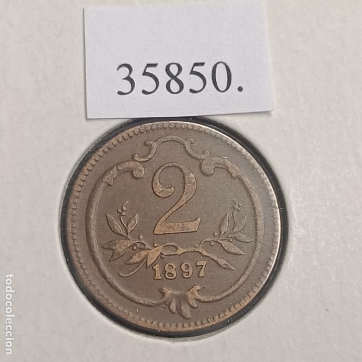 Monedas antiguas de Europa: Austria 2 heller 1897 - Foto 2