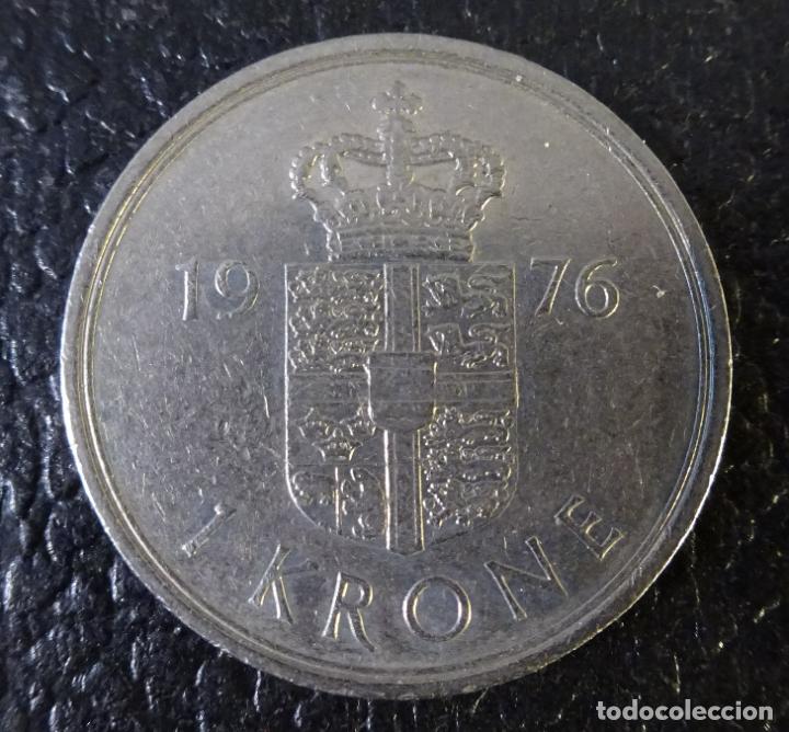 Monedas antiguas de Europa: DINAMARCA 1 CORONA 1976 - Foto 2