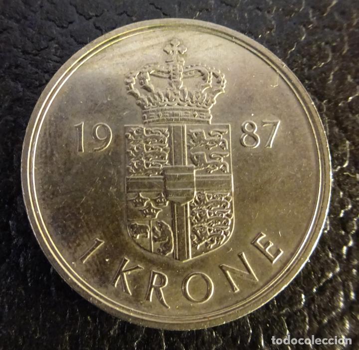 Monedas antiguas de Europa: DINAMARCA 1 CORONA 1987 - Foto 2