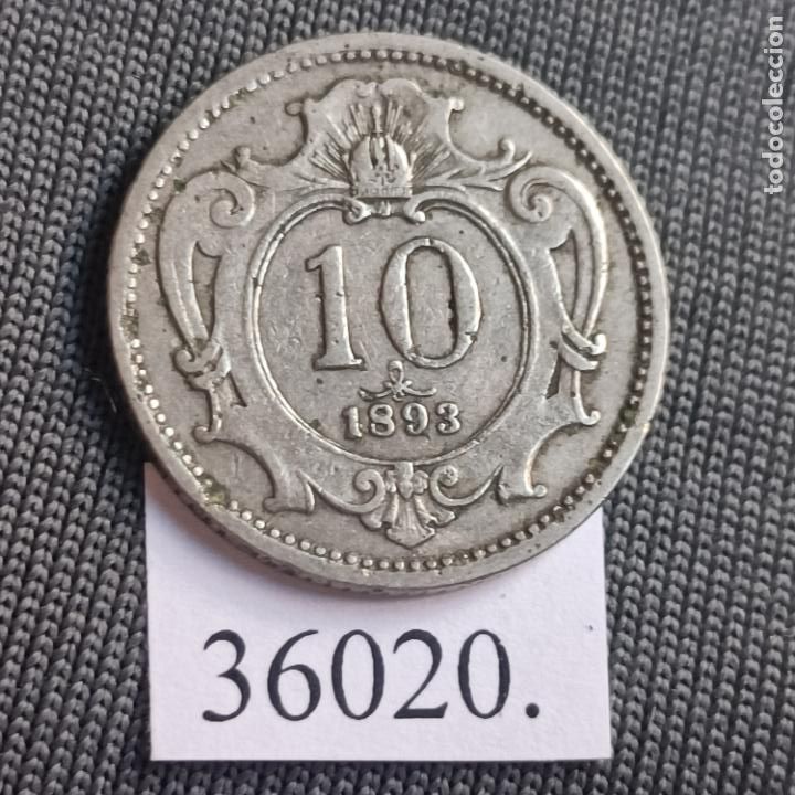 Monedas antiguas de Europa: Austria 10 heller 1893 - Foto 2