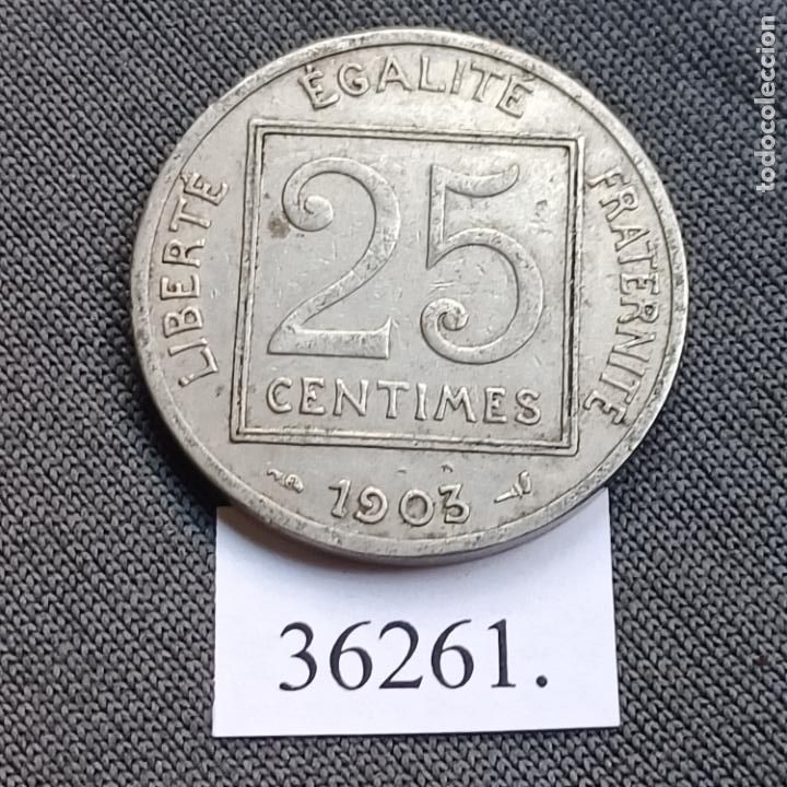 Monedas antiguas de Europa: Francia 25 c&eacute;ntimos 1903 - Foto 2