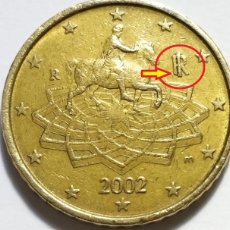Monedas antiguas de Europa: MONEDA DE 50 CENTIMOS ITALIA 2002 MARCO AURELIO CON ERROR FALLO DE ACUÑACION