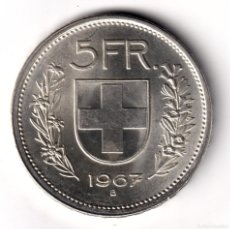 Monedas antiguas de Europa: SUIZA 5 FRANCS PLATA HELVETIA 1967 SWISS SILVER - SUISSE 5 FRANCOS