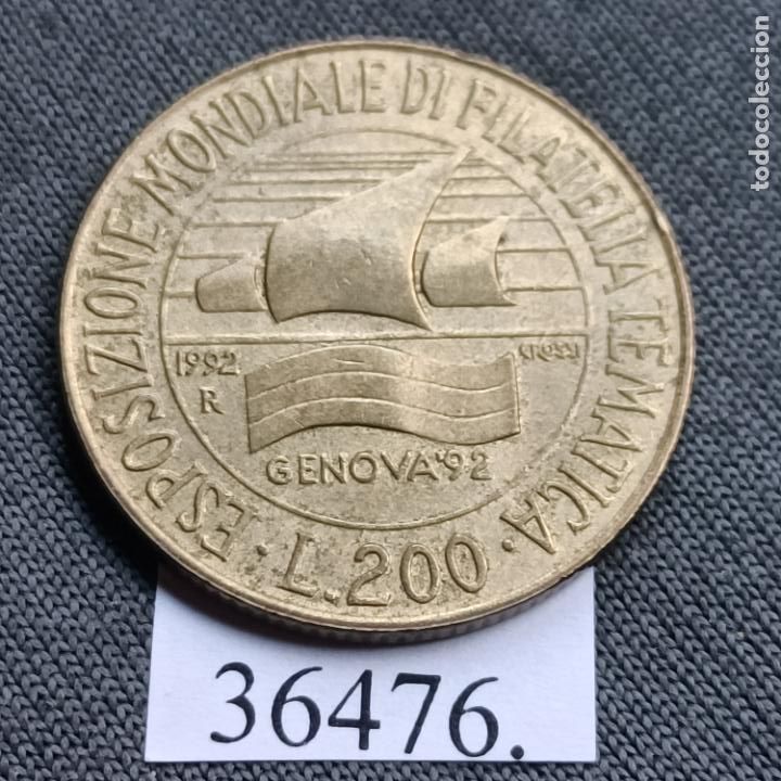 Alte M&uuml;nzen aus Europa: Italia 200 liras 1992, Exposici&oacute;n Filatelica de G&eacute;nova