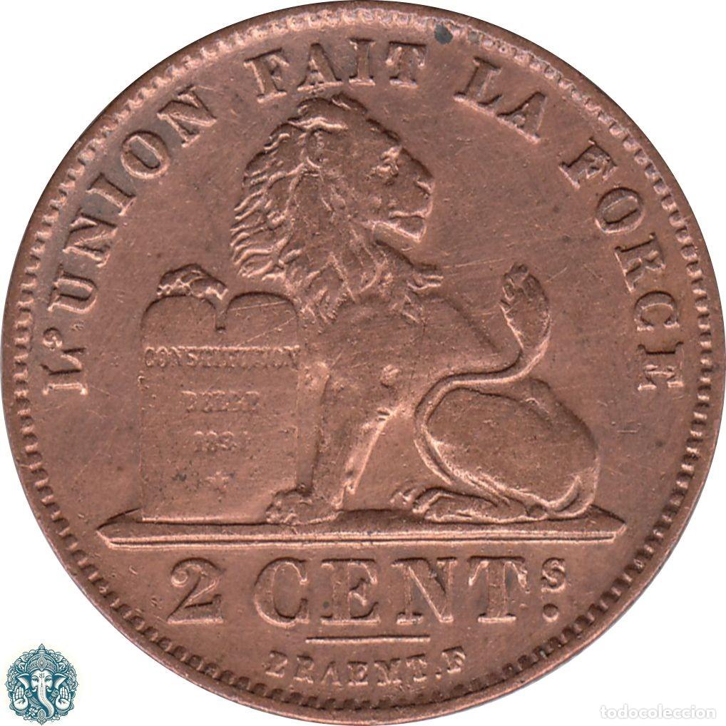 Moedas antigas da Europa: B&Eacute;LGICA 2 C&eacute;ntimos 1905 Leopoldo II Leyenda Des Belges KM#35