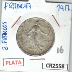Monedas antiguas de Europa: CR2558 MONEDA 2 FRANCOS FRANCIA PLATA 1917