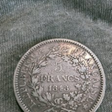 Monedas antiguas de Europa: MONEDA CINCO FRANCOS FRANCIA PLATA 1848