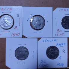 Monedas antiguas de Europa: LOTE MONEDAS ITALIA 20 CENTIMOS AÑOS 1909-10-11-12 Y 14. DE MBC A EBC.