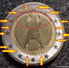 Monedas antiguas de Europa: MONEDA DE 2 EUROS € ALEMANIA 2011 A , AGUILA , CON ERROR FALLO DE ACUÑACION