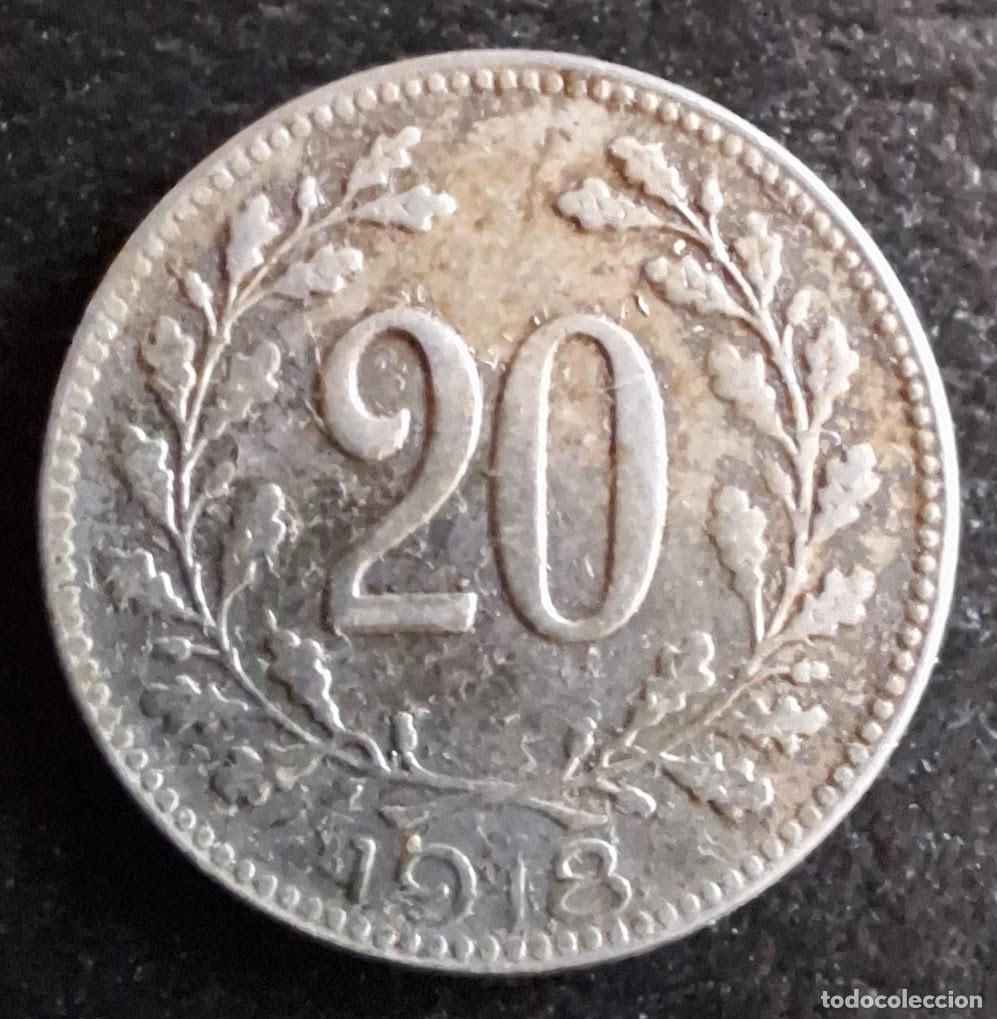 Monedas antiguas de Europa: 20 Heller 1918 - Austria - Foto 1