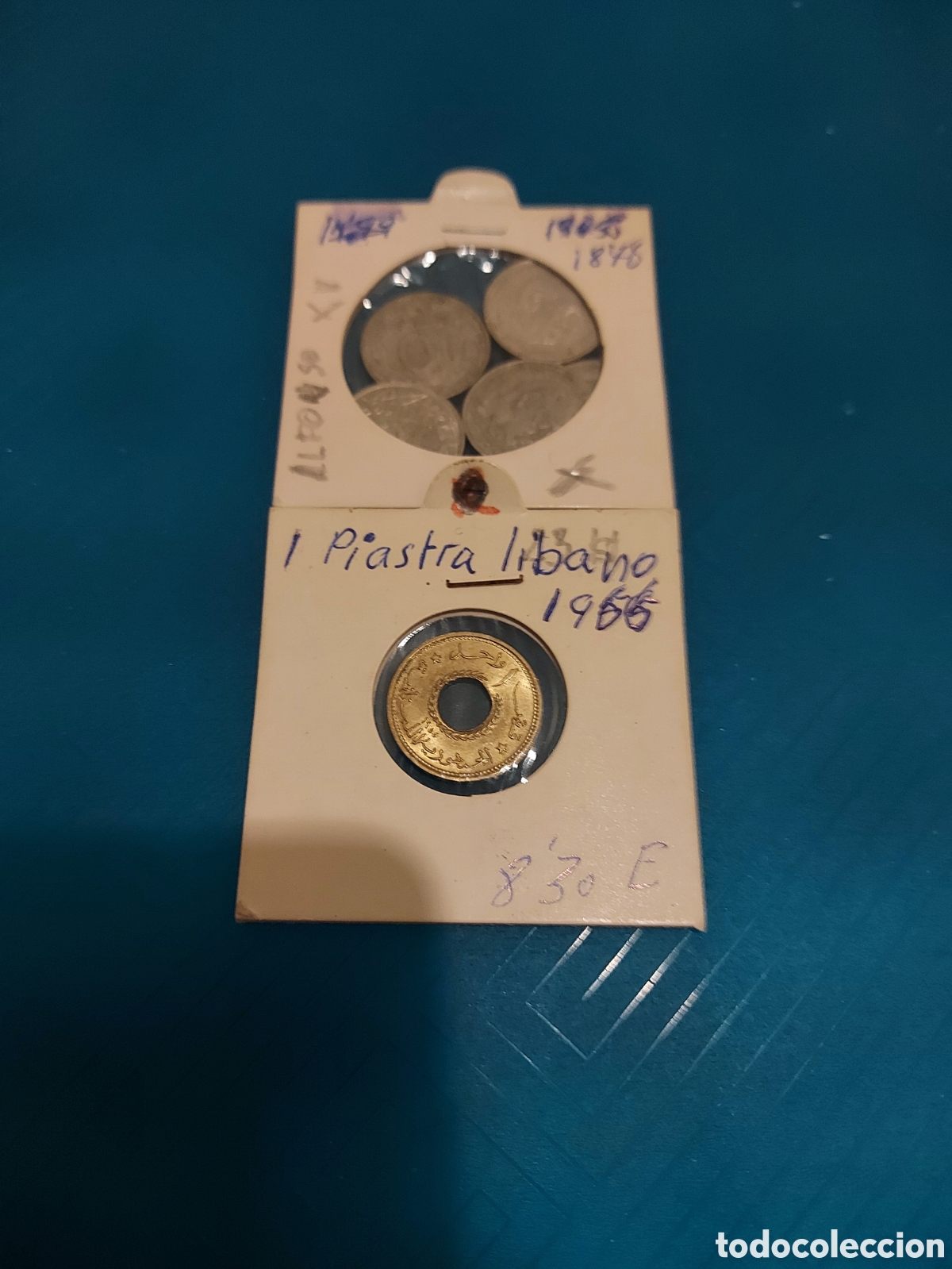 Monedas antiguas de Europa: 5 de Espa&ntilde;a y1Libano - Foto 1