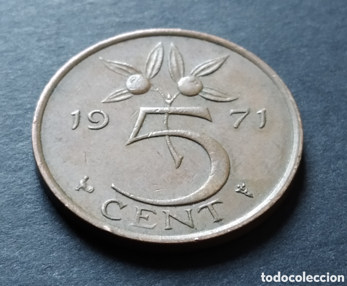 Monedas antiguas de Europa: MONEDA - PA&Iacute;SES BAJOS 5 CENT 1971 - Foto 3