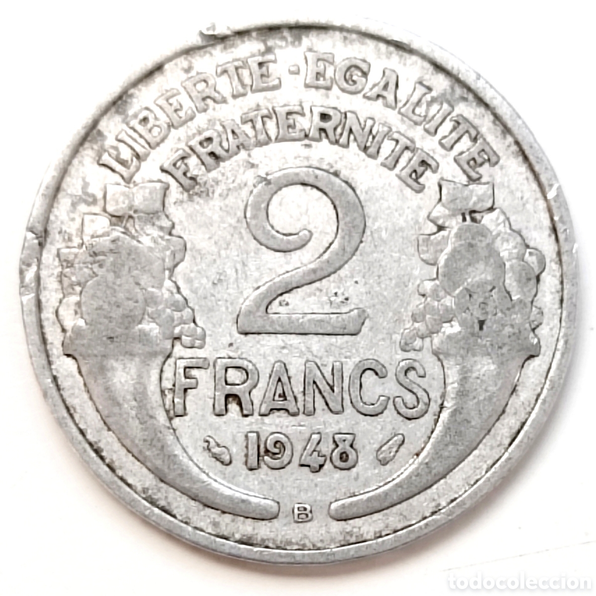 Monedas antiguas de Europa: Francia, 2 Franc de 1948-B - Foto 1