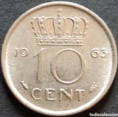 Monedas antiguas de Europa: MONEDA - PAÍSES BAJOS 10 CENT 1963
