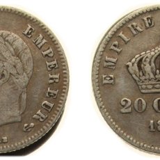 Monedas antiguas de Europa: FRANCE SECOND EMPIRE 1866 BB 20 CENTIMES - NAPOLEON III SILVER (.835) STRASBOURG MINT (843156) 1G V