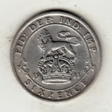 Monedas antiguas de Europa: REINO UNIDO 6 PENCE PLATA 1911 REY JORGE V DE INGLATERRA