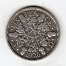 Monedas antiguas de Europa: REINO UNIDO 6 PENCE PLATA 1928 REY JORGE V DE INGLATERRA